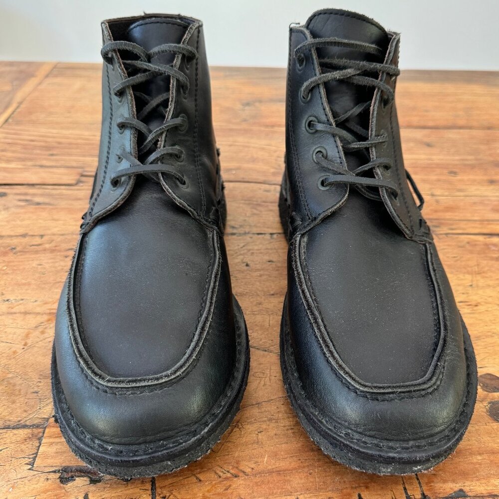 A.P.C. BLACK LEATHER BOOTS, MENS SIZE 45